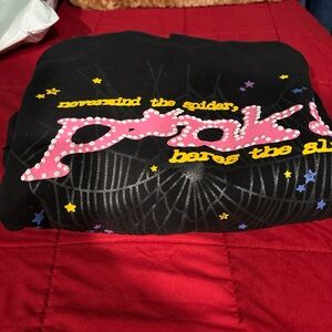 Black Graphic Tee with Pink and Yellow Accents